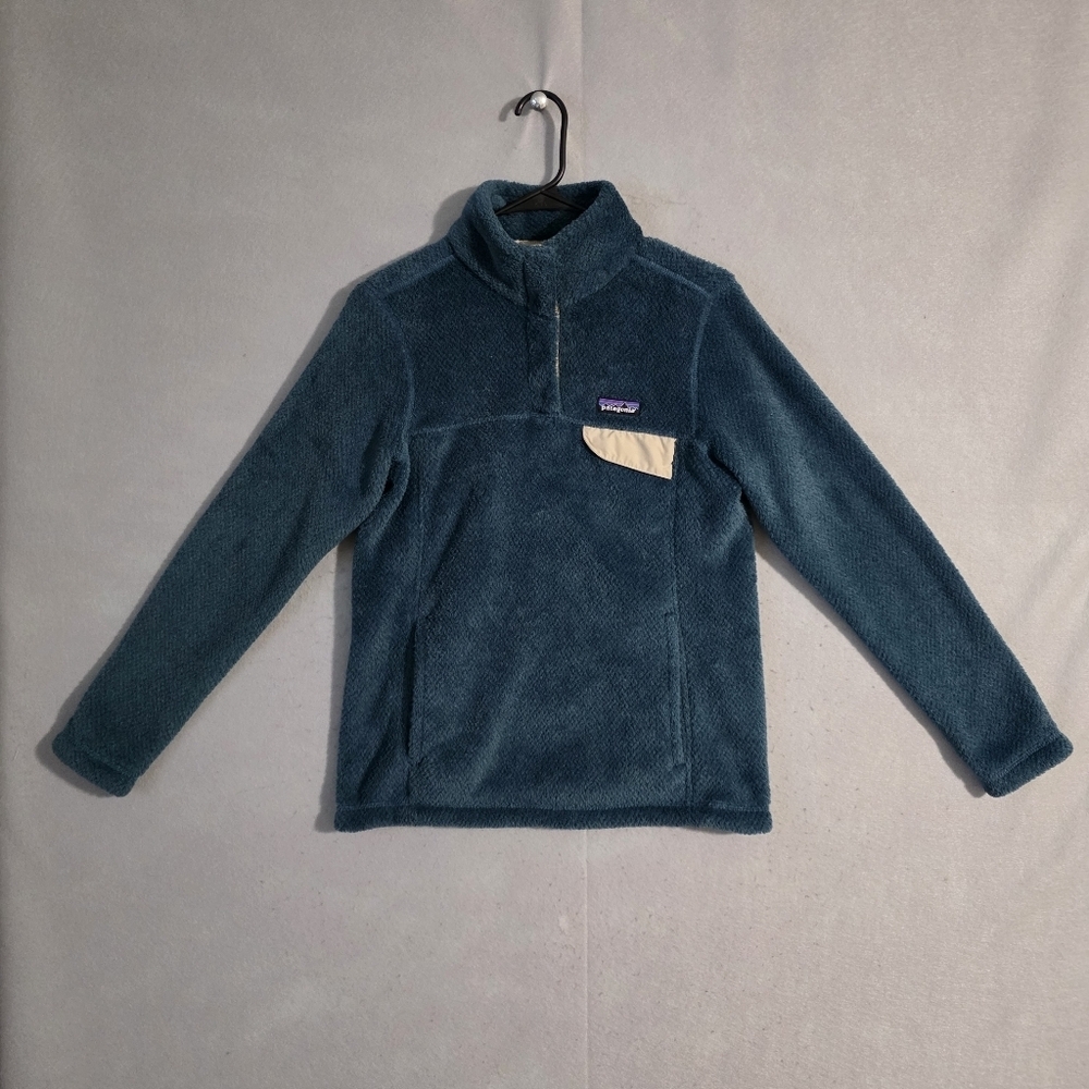 Patagonia Wavy Blue Tide Pool Blue X Dye Re Tool Snap T Fleece Pullover Size S